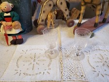 2 Verres À Pied cristal gravé spirale h 11.8 cm