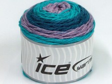 2-Skein Lot Cakes Yarn Light Acrylic 2x140g/225m Lilac Team Turquoise