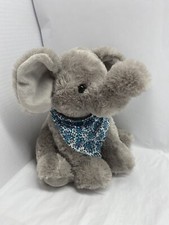 BABY ELEPHANT SITTING 12 in AURORA PLUSH GRAY W Neck BIB KERCHIEF