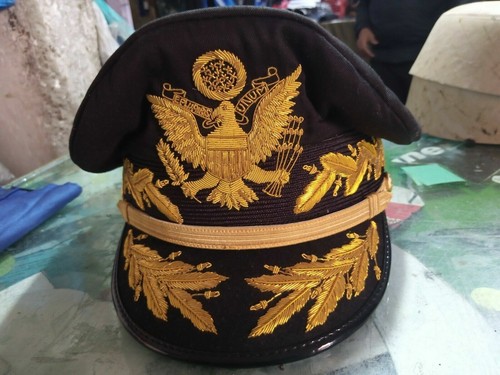 WW2 US Douglas MacArthur Hat Black Version Visor Caps - Picture 3 of 7