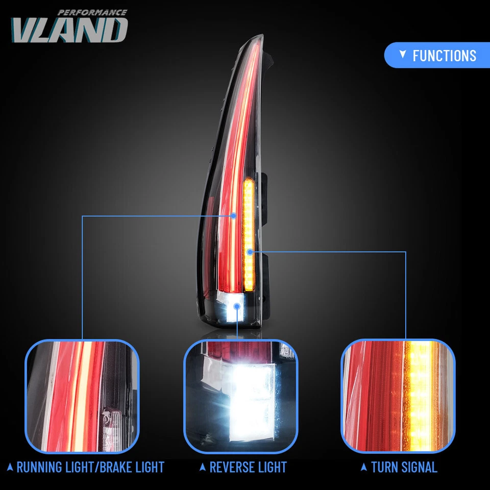 LED Tail Lights Cadillac Style For 2007-2014 Chevy Suburban 1500 Tahoe GMC Yukon - Image 4 of 4