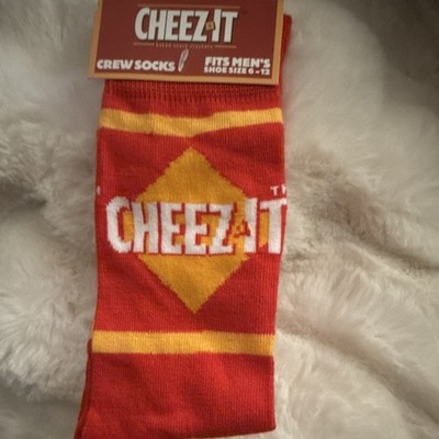 Cheez-It Men's Crew Socks Red Yellow Geometric Novelty Size 6-12