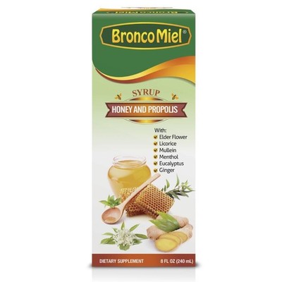 BroncoMiel Honey Propolis & Elderflower Syrup for Adults, 8 fl oz - 8 Fl Oz 