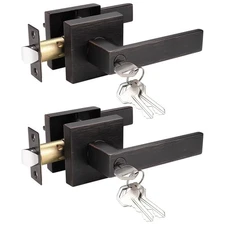 2 Pack Oil Rubbed Bronze Keyed Entrance Lock Set For Exterior Doors