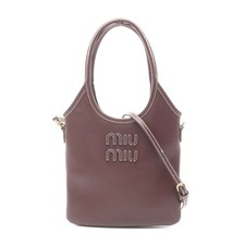 Miu Miu Ivy Leather Handbag Women Brown One Size