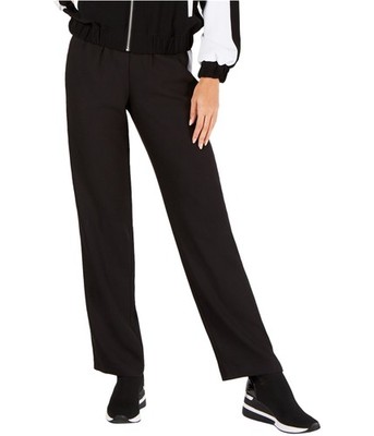 Michael Kors Womens Striped Straight Leg Relaxed Track Athletic Pants, black, L
