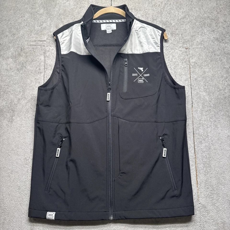 Glock Shooting Sports Black Softshell Vest Men’s Medium Tactical Outdoor Gear - Image 2 of 4