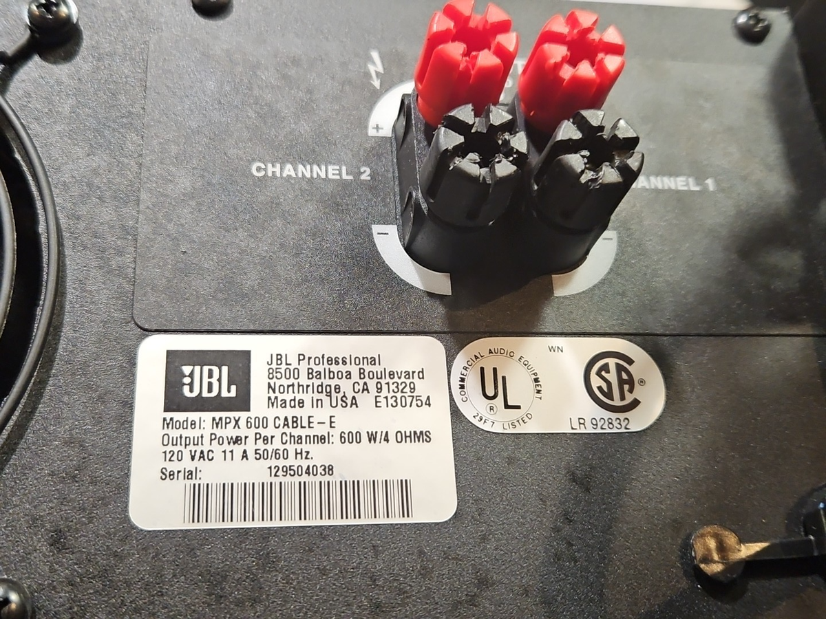 USA MADE** JBL MPX600 Power Amplifier, 2 Channel Professional