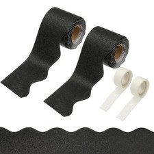 2 Rolls Glitter Bulletin Board Borders, 65.6ft Black Border