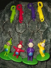 Full Set of 4 VTG 1998 PVC Teletubbies Display Keychains-Backpack Clips Applause