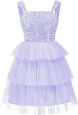 Homecoming Dresses for Juniors Sparkly Sequin Short Prom Dress Size 6 Lilac