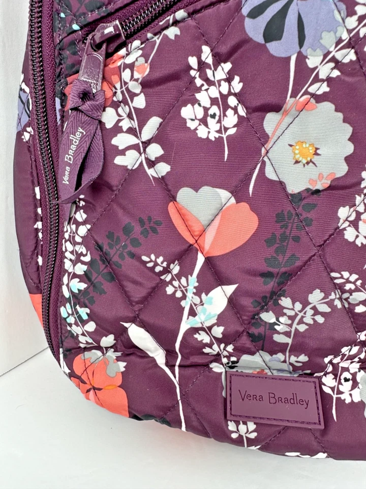 Vera Bradley Purple Floral Quilted Sling Crossbody - Large Size ~18" x 10" - Image 2 of 4