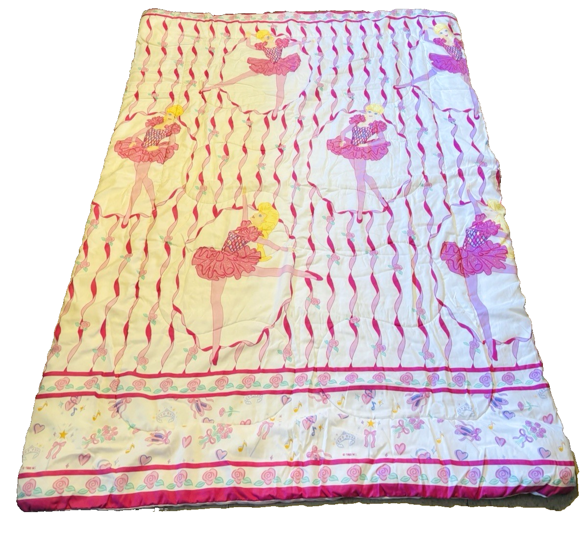 Vintage 1995 Ballerina Barbie TWIN Comforter Blanket 90s White