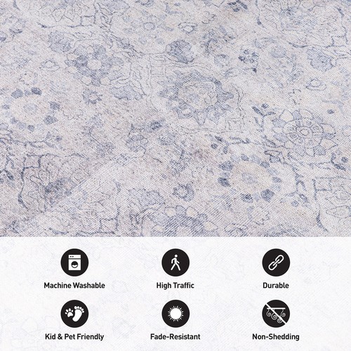 Rugshop Rugs Transitional Bordered Vintage Machine Washable Non Slip Rugs 8x10 - Picture 5 of 10