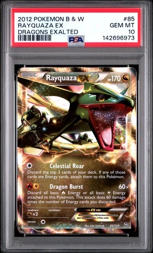 2012 POKEMON B&W DRAGONS EXALTED #85 RAYQUAZA EX PSA 10