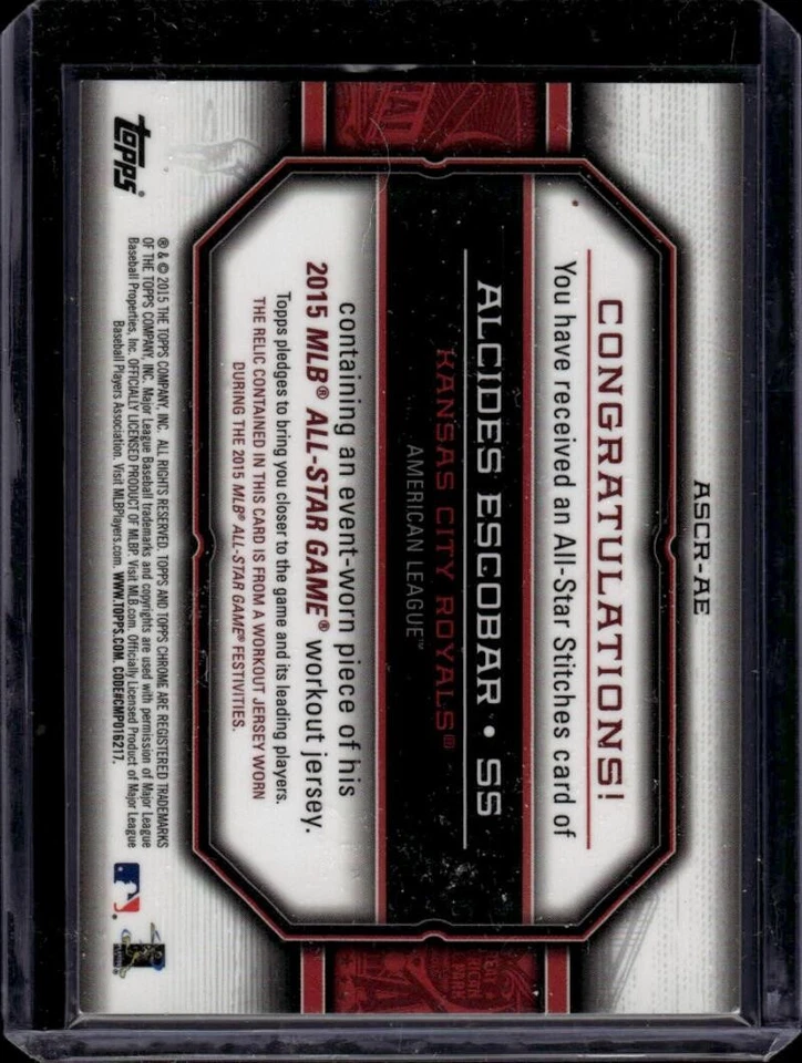 2015 Topps Chrome Update All Star Stiches Relics #ASCR-AE Alcides Escobar Royals Foto 2 de 2