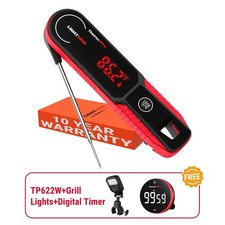 TempPro TP622W 1 Sec Instant Read Meat Thermometer 4" Probe Magnetic Lock Button