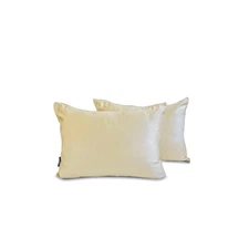 Cream Satin Lumbar Pillow Covers, 12"x16" (Pack of 2) Satin-Cream Satin Slub