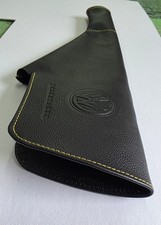 vwT5, T5.1 FULL Leather Handbrake cover, YELLOW stitch- Fits Over Plastic Cover.