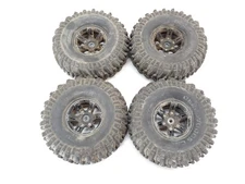 4x Duratrax Deep Woods 1.9" Crawler Tires on 12mm Hex BEADLOCK METAL WHEELS