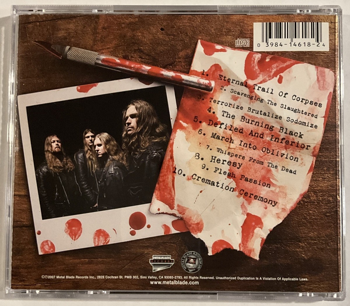 Vomitory - Terrorize Brutalize Sodomize CD 2007 Metal Blade – 3984