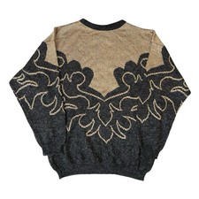 VTG 80s La Building Gray Gold Metallic Abstract Sweater Women  s Large France