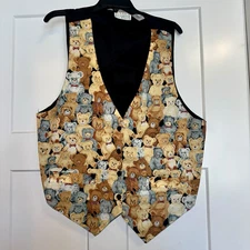 Vtg 90s Ivy Club Classics Teddy Bear Vest Sz 20W