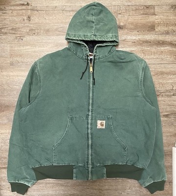Vintage Carhartt JQ294 Aspen Green Hooded Active Jacket XL (27x27)