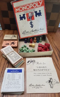 1930s Monopoly Parker Bros Short Game Box - Almost Complete! - Photo 1/4