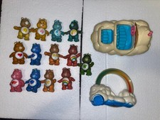Vintage Care Bears 1980 Kenner PVC 3" 13 Figure Lot Plus cloud car and Cycle