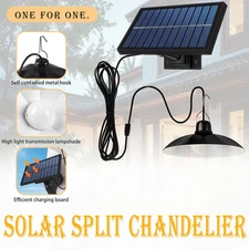 LED Solar Pendant Hanging Light Dimmable Outdoor Indoor Garden Yard Shed Lamp US