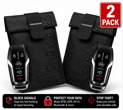 2 Faraday Jacket AntiTheft Key Fob/Credit Card RF/EMF Shield/SignalBlock Dry Bag