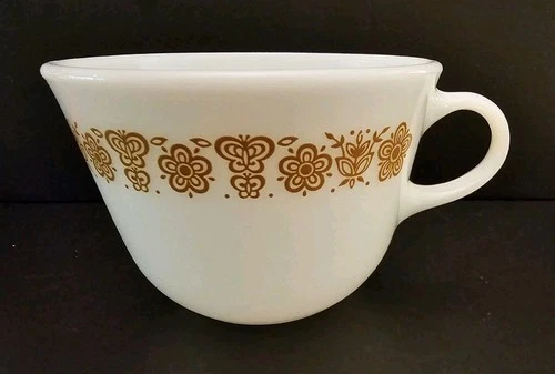 Vtg Pyrex Butterfly Gold Coffee Cup, Milk Glass