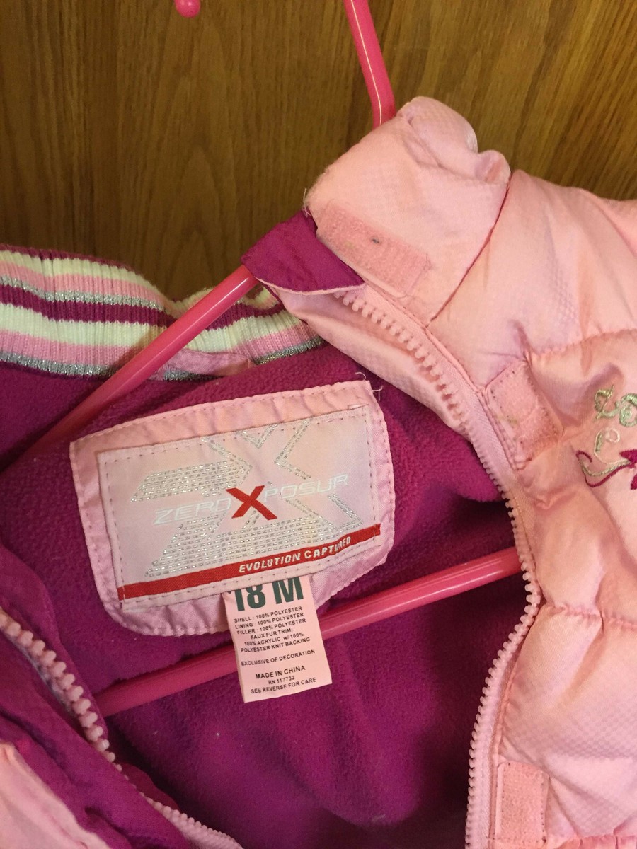 Girls Winter Jacket Pink Zero Exposure & Columbia Hat Size 18