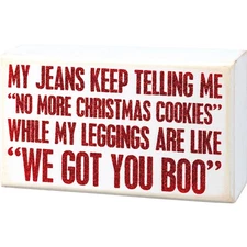 Primitives by Kathy Holiday Glitter Box Sign Leggings Got You Boo Humor Decor