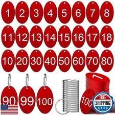 MorningRo 100 Pcs Aluminum Number Tags with Key Rings Number 1-100 Metal Key 