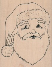 Santa Face 3 x 3 3/4" Rubber Stamp, Santa Stamp, Christmas Stamp