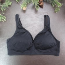 Gloria Vanderbilt Bra L Black Padded Wireless Adjustable Clasp Back