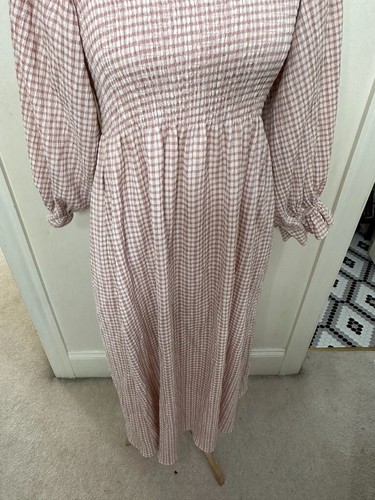 O.P.T. Anthropologie Women's Smocked Square Neck Pink Midi Dress Size M NWT - Picture 13 of 17