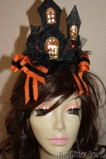 Halloween Haunted House Hat LED Lighted Motion Activated Black  Orange