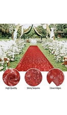 Red Carpet Aisle Runner- Sequined Glitter- 2ft x 15ft