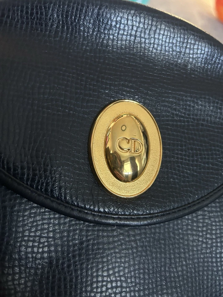 Christian Dior Back Pack CD Logo Black Gold Leather Authentic - Image 4 of 4