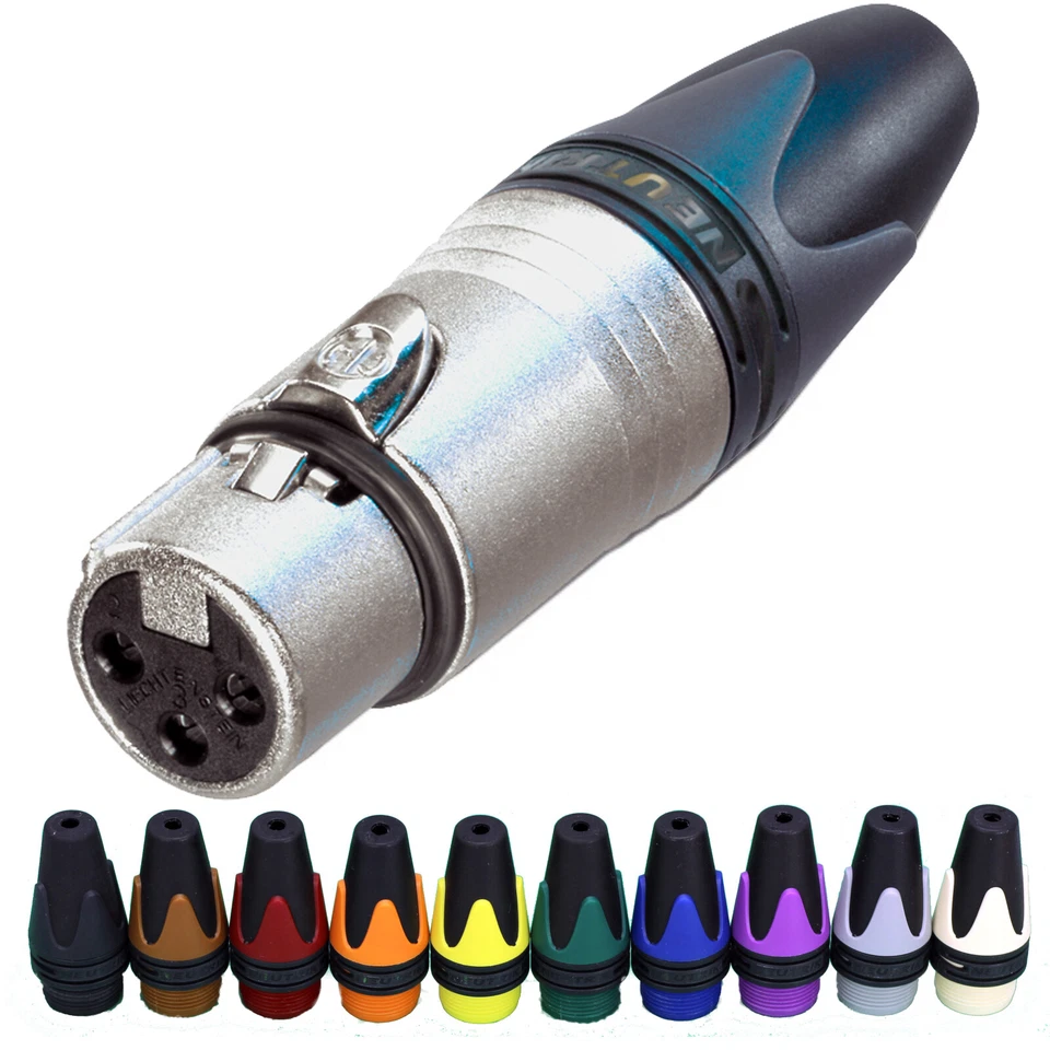 Female XLR NC3FXX Neutrik Connector 3 Pin In Line Nickel Plug Boot Colours