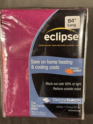 Eclipse Blackout Curtains 84  Long Therma Back Textured Woven Print Pink New