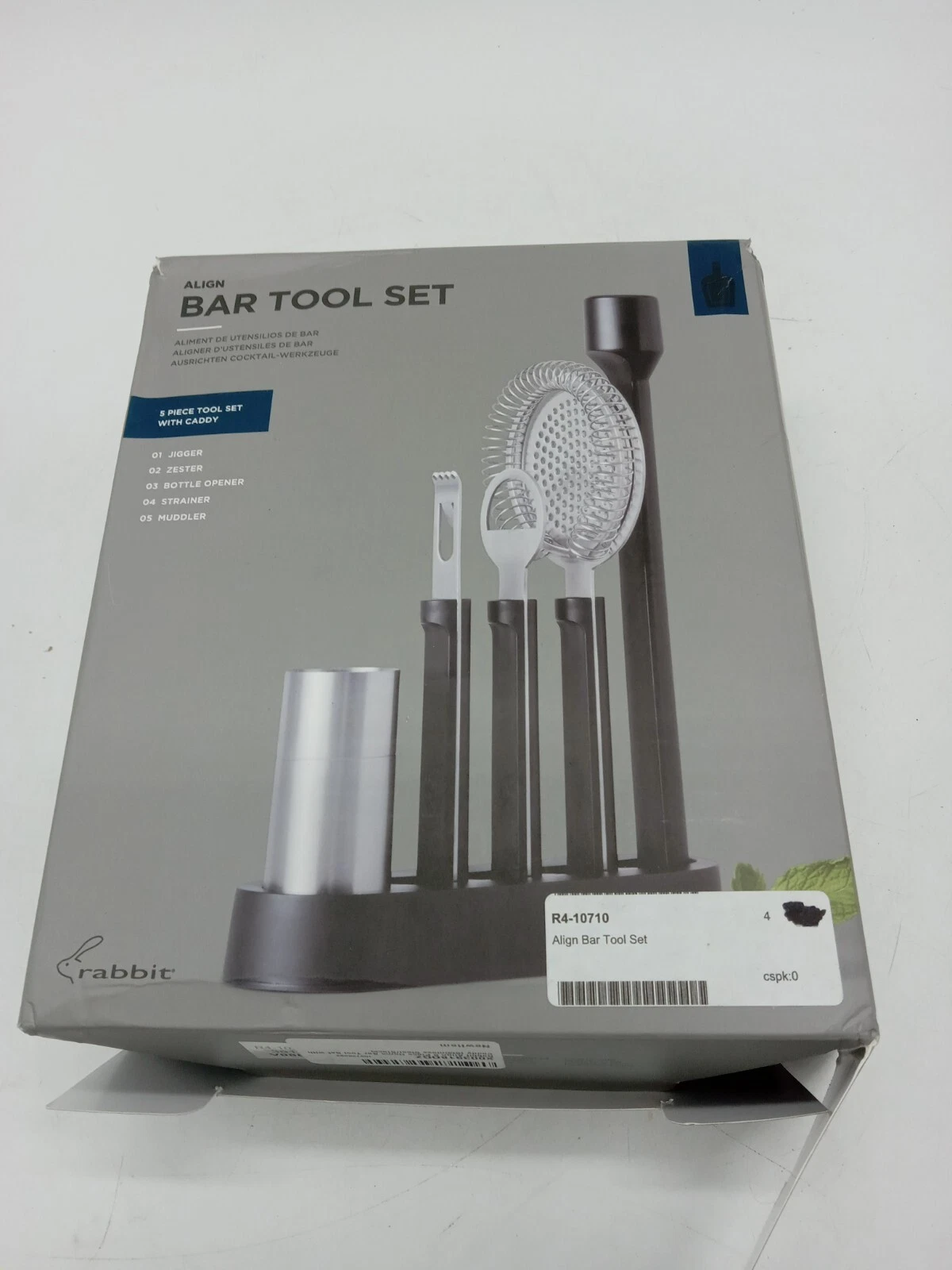 Open Box Rabbit 5 Piece Bar Tool Set with Caddy, Stainless Steel - Black
Opens in a new window or ta