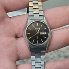 Seiko Watch Women Black Dial Silver Tone Daydate 2626-0050 Untested As Is