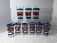 Set of 9 Vintage Pepsi Cola Drinking Glasses 16 oz Tiffany Style