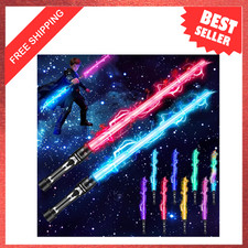 Kids Light Up Sword, 2-in-1 Retractable Dual Saber with 8 Colors, FX Sound, 26