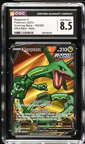 RAYQUAZA V Evolving Skies Holo Rare #193 CGC 8.5 Pokemon [Nostalgium]