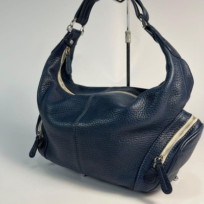 TOD'S One Shoulder Bag Purse Leather Navy Authentic